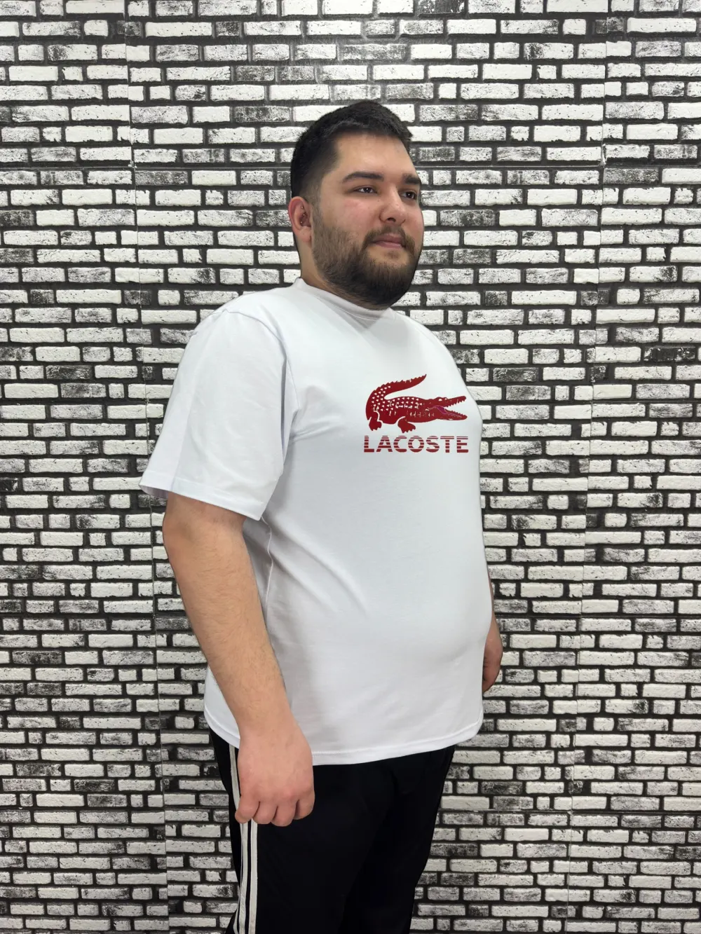Büyük Beden Erkek Yeni Sezon Baskı Tişört Siyah ve Beyaz Renk