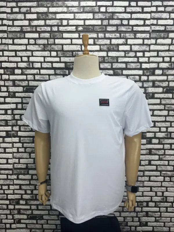 Büyük Beden Erkek Siyah Beyaz 2 Renk Yeni Sezon Dikiş Amblem Tişört - 3XL, Beyaz