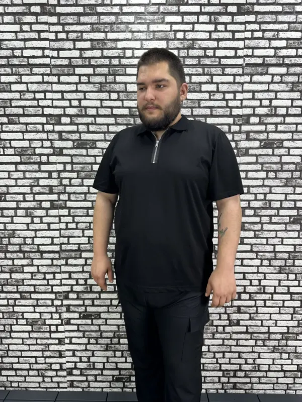 Erkek Büyük Beden İnce Polo Yakalı Fermuarlı Modacho Tişört