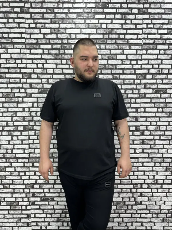 Büyük Beden Erkek Siyah Beyaz 2 Renk Yeni Sezon Dikiş Amblem Tişört