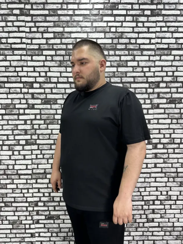 Büyük Beden Erkek Siyah Beyaz 2 Renk Yeni Sezon Dikiş Amblem Tişört