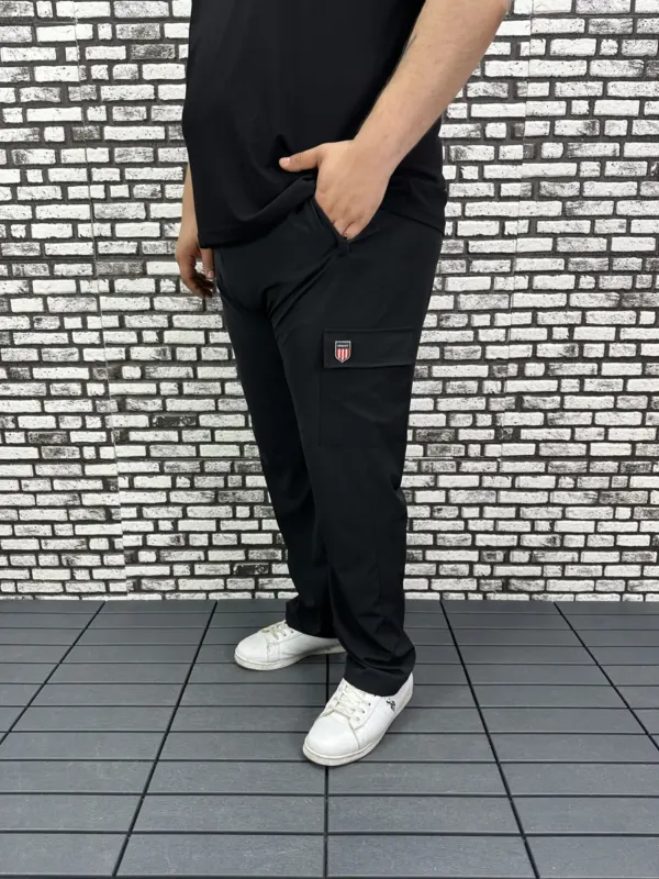 Büyük Beden Erkek Spor Lıkra Yan Kargo Cepli Eşofman Düz veya Lastikli Paça