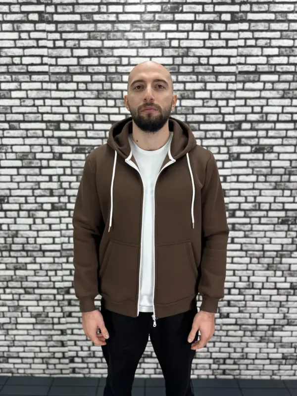 Küçük Beden 3 İplik Şardonlu Kapüşonlu Kanguru Cep  Hırka Erkek/Kadın Modacho
