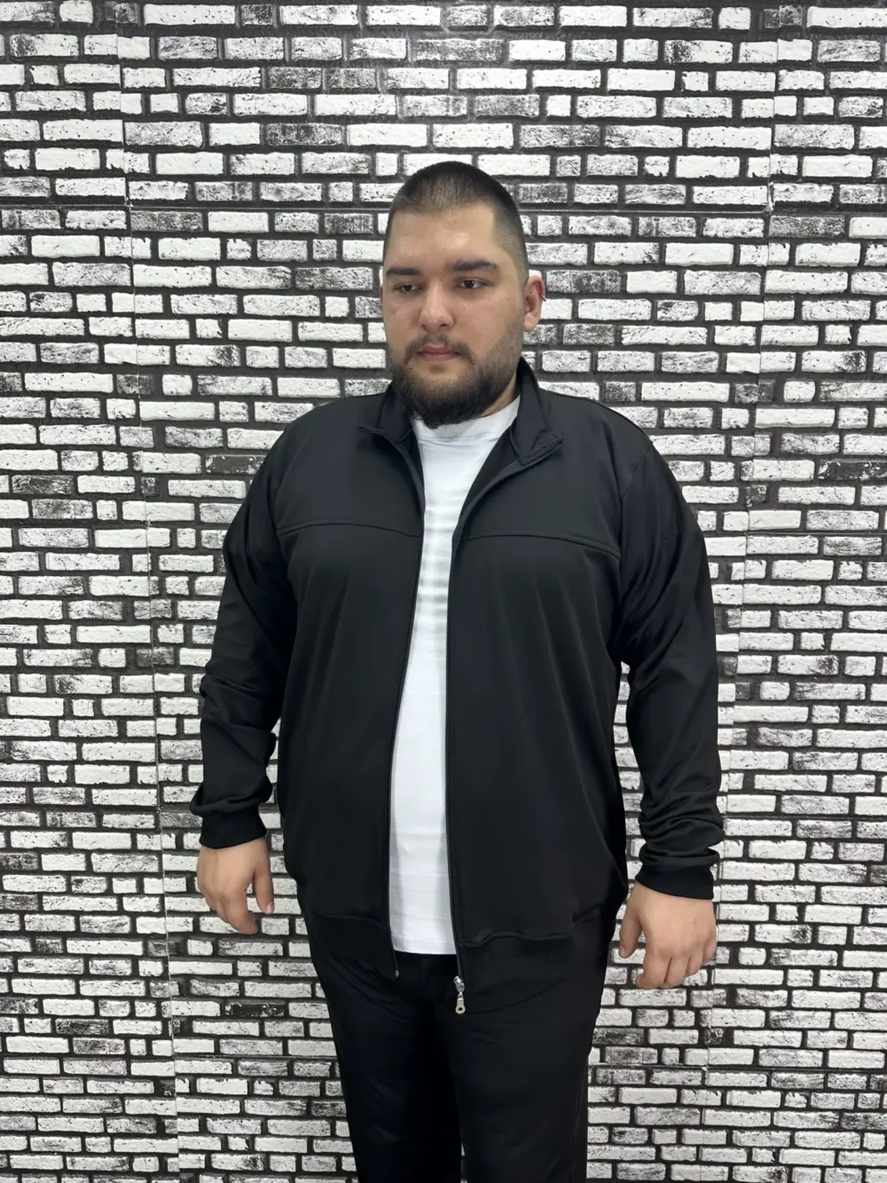 Büyük Beden Erkek Dalgıç Kumaş Eşofman Takımı Lastikli Düz Paça Modacho