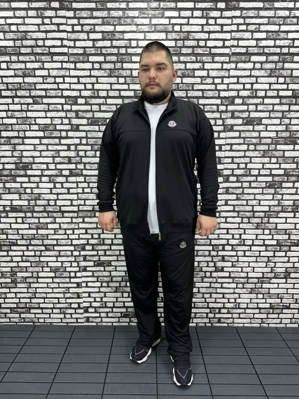 Büyük Beden Erkek Dalgıç Kumaş Eşofman Takımı Lastikli Düz Paça