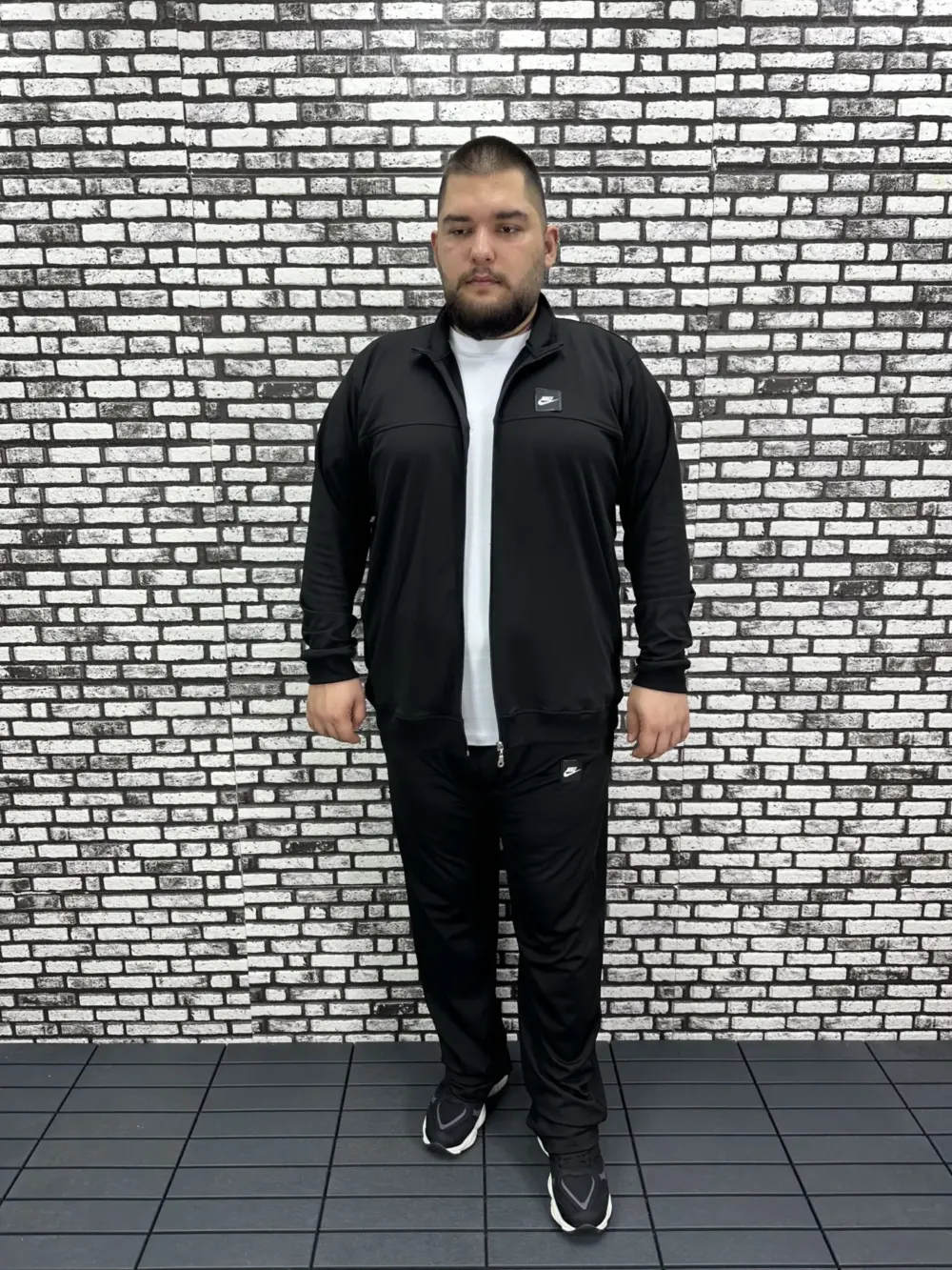 Büyük Beden Erkek Dalgıç Kumaş Eşofman Takımı Lastikli Düz Paça