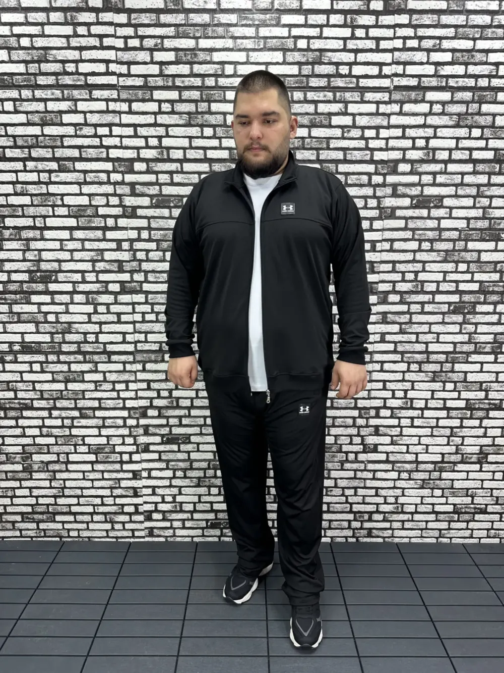 Büyük Beden Erkek Dalgıç Kumaş Eşofman Takımı Lastikli Düz Paça