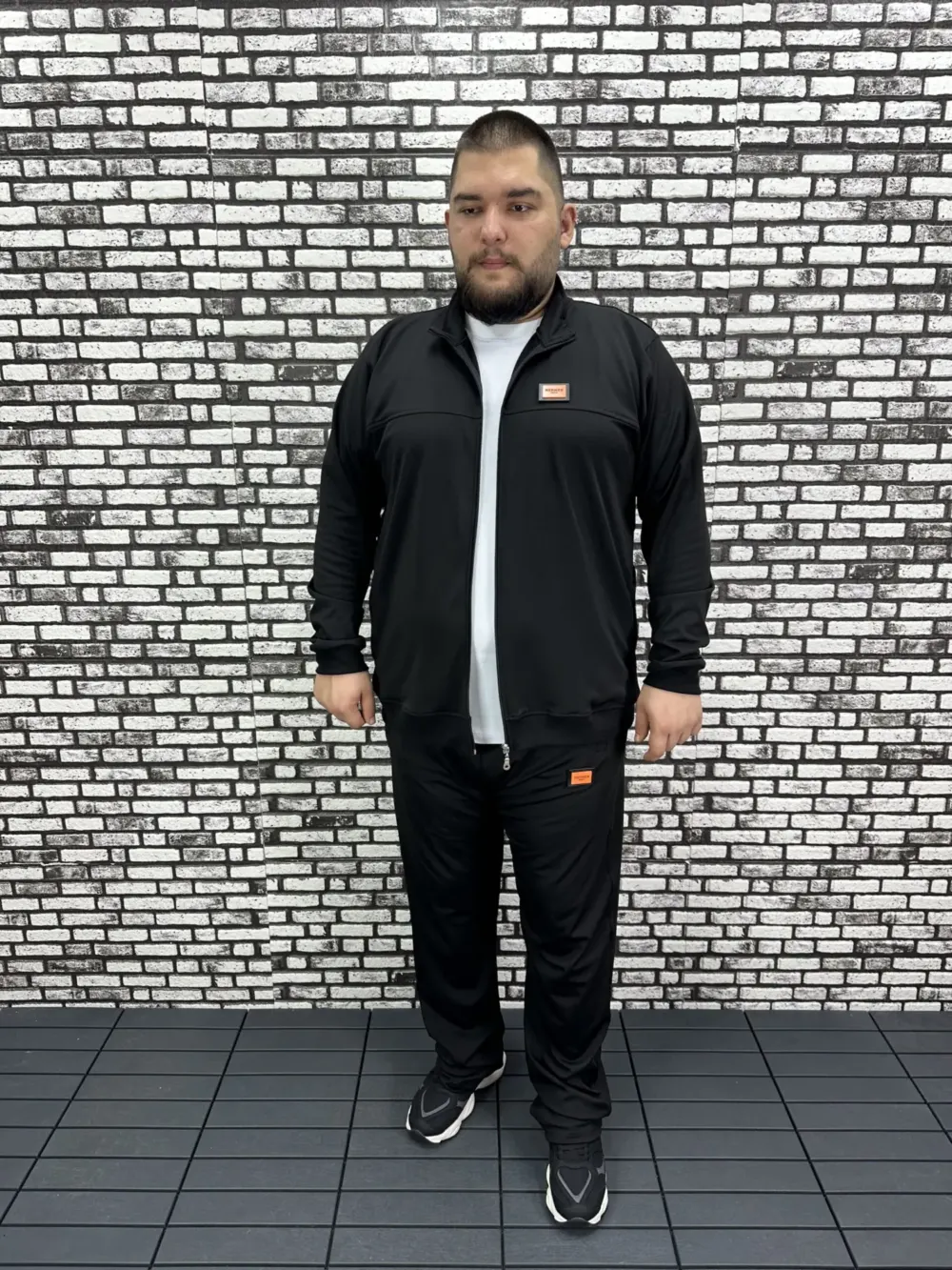 Büyük Beden Erkek Dalgıç Kumaş Eşofman Takımı Lastikli Düz Paça
