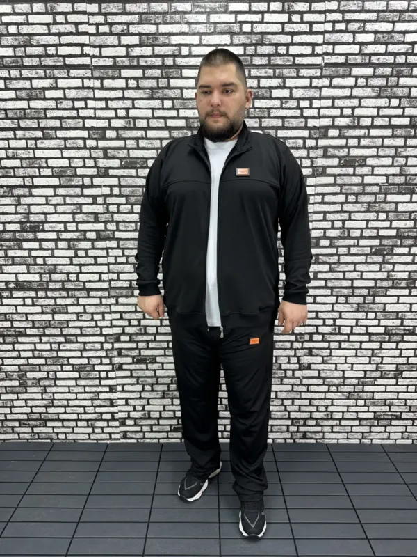 Büyük Beden Erkek Dalgıç Kumaş Eşofman Takımı Lastikli Düz Paça