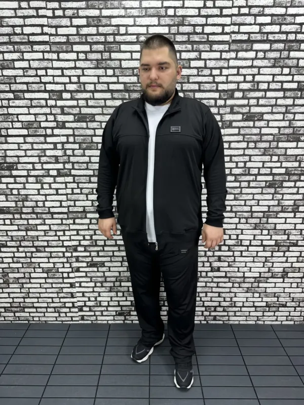 Büyük Beden Erkek Dalgıç Kumaş Eşofman Takımı Lastikli Düz Paça