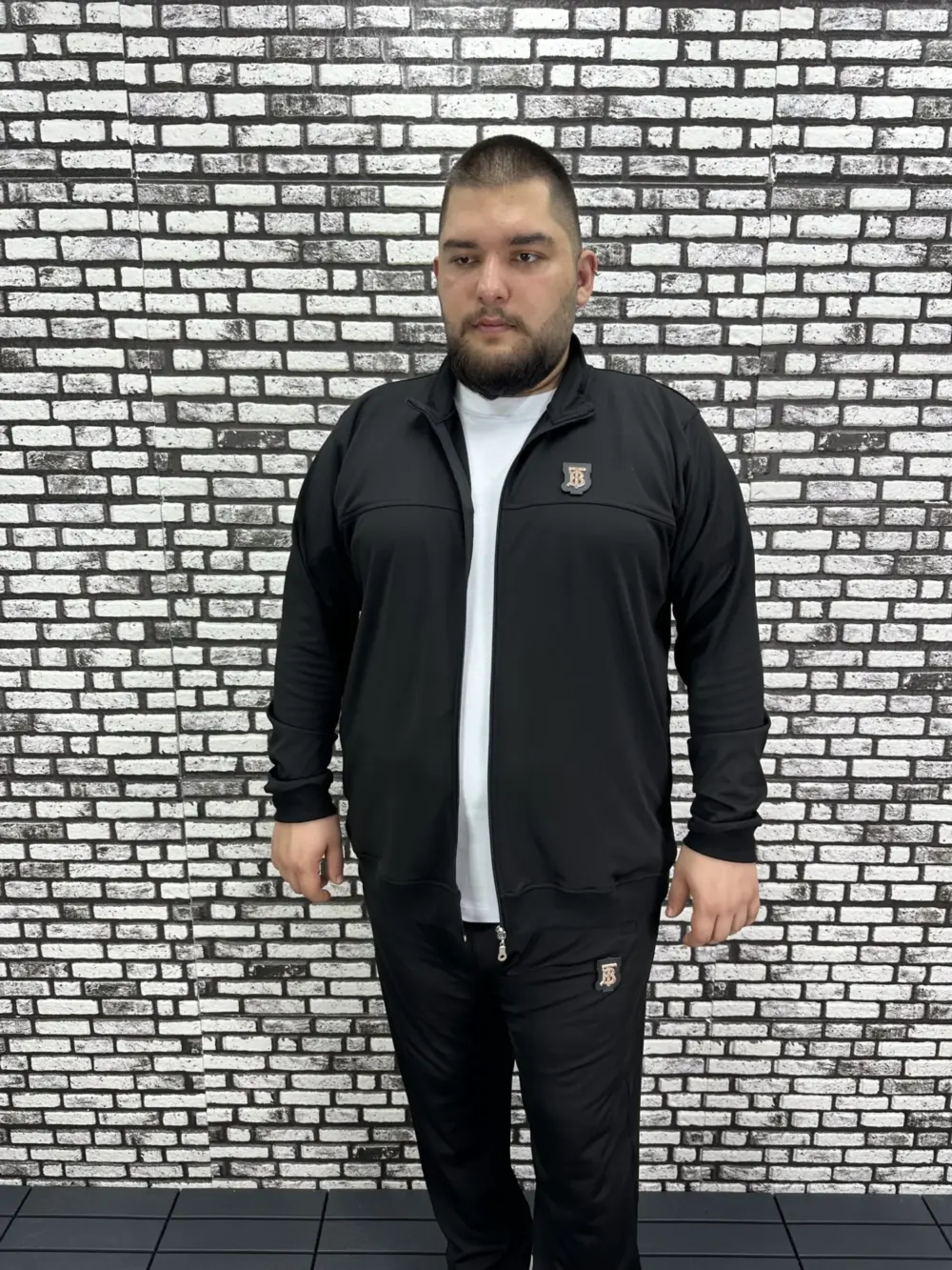 Büyük Beden Erkek Dalgıç Kumaş Eşofman Takımı Lastikli Düz Paça