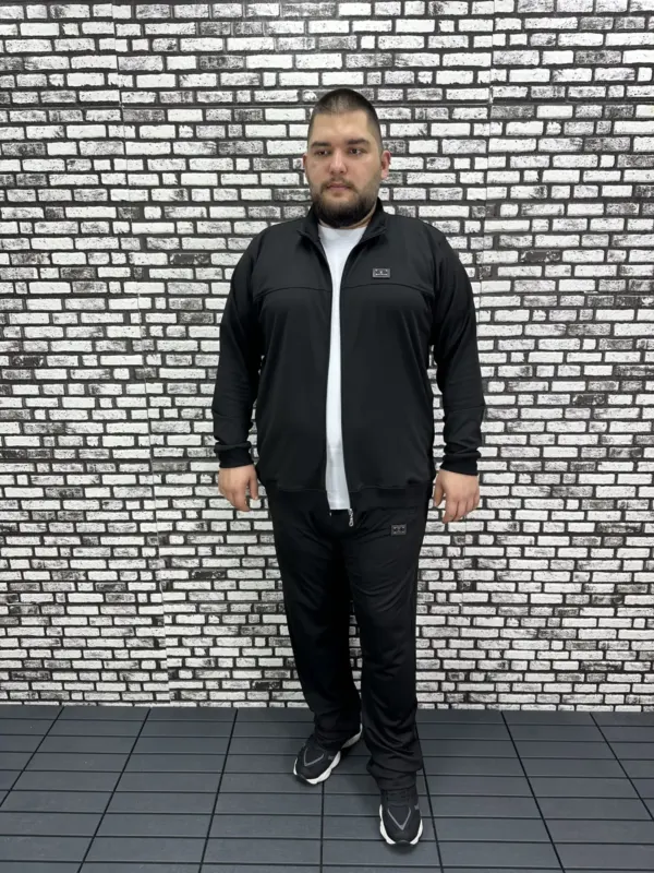 Büyük Beden Erkek Dalgıç Kumaş Eşofman Takımı Lastikli Düz Paça