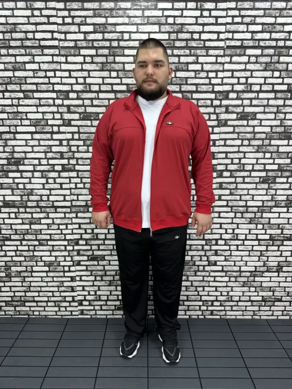 Büyük Beden Erkek Dalgıç Kumaş Eşofman Takımı Lastikli Düz Paça