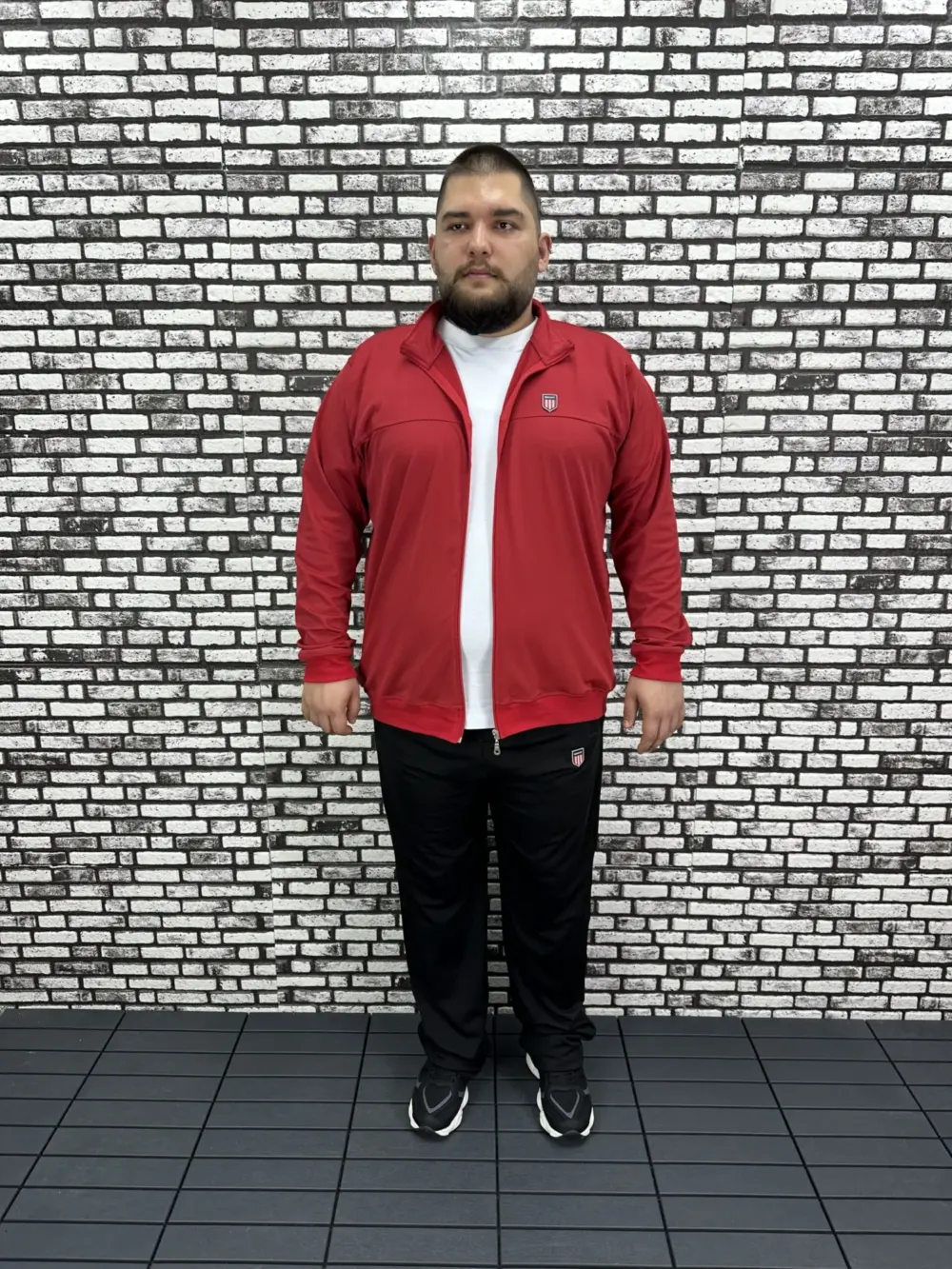 Büyük Beden Erkek Dalgıç Kumaş Eşofman Takımı Lastikli Düz Paça