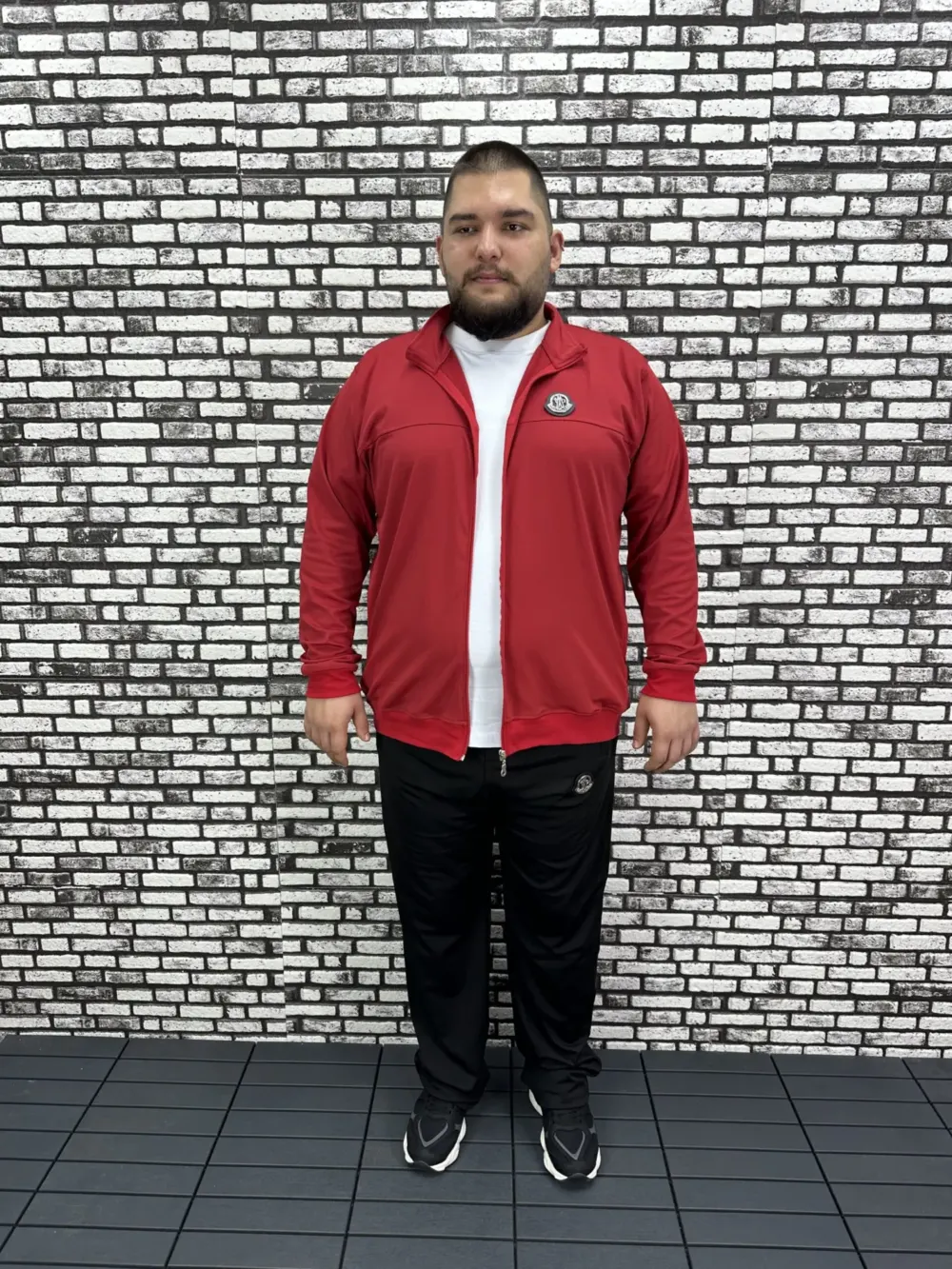 Büyük Beden Erkek Dalgıç Kumaş Eşofman Takımı Lastikli Düz Paça