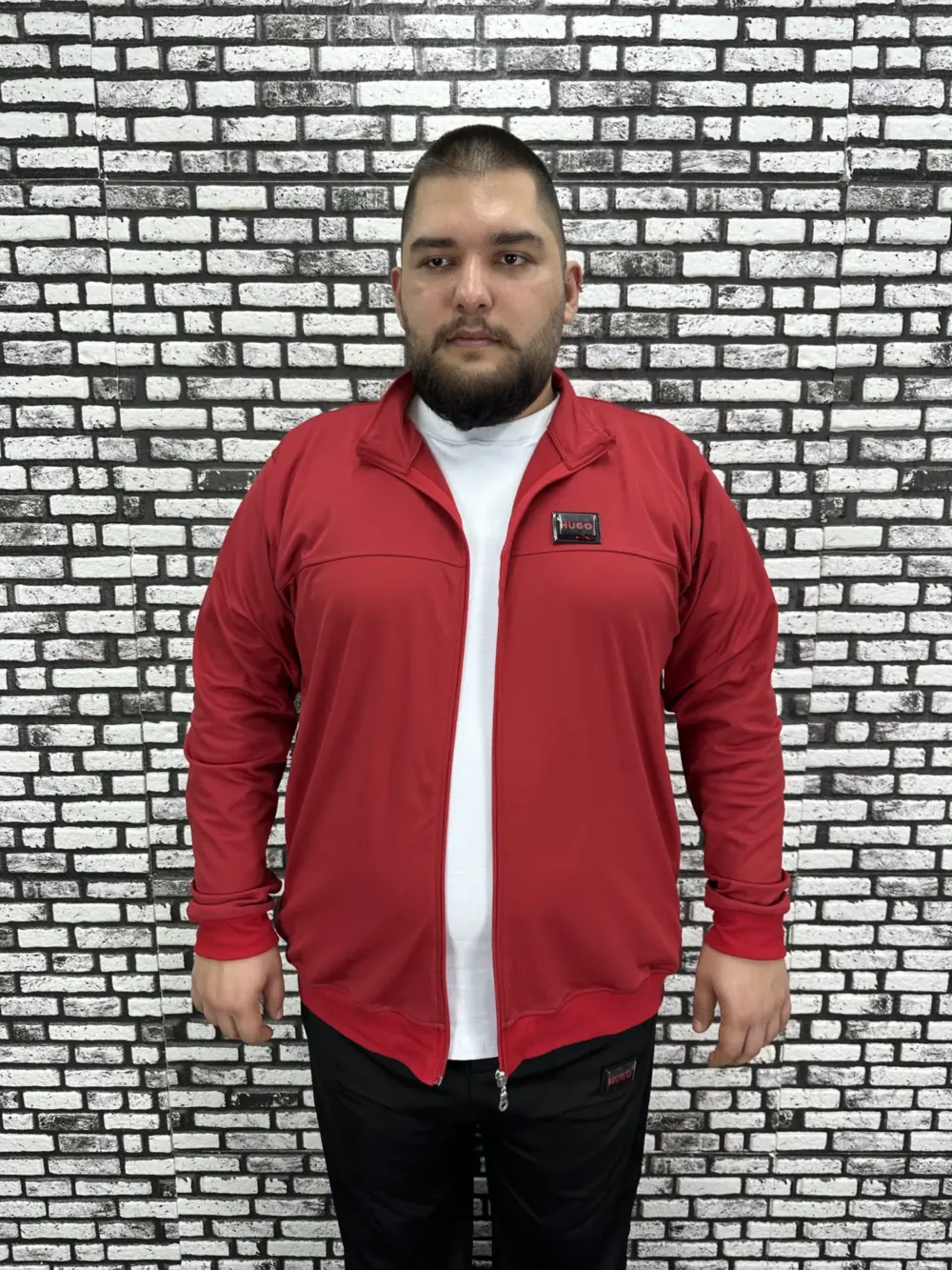 Büyük Beden Erkek Dalgıç Kumaş Eşofman Takımı Lastikli Düz Paça