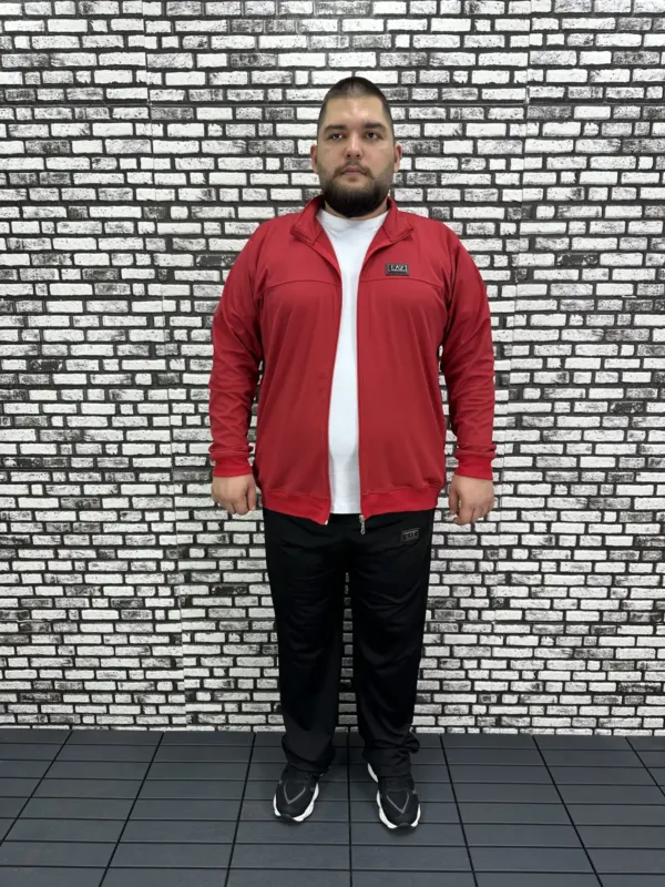 Büyük Beden Erkek Dalgıç Kumaş Eşofman Takımı Lastikli Düz Paça