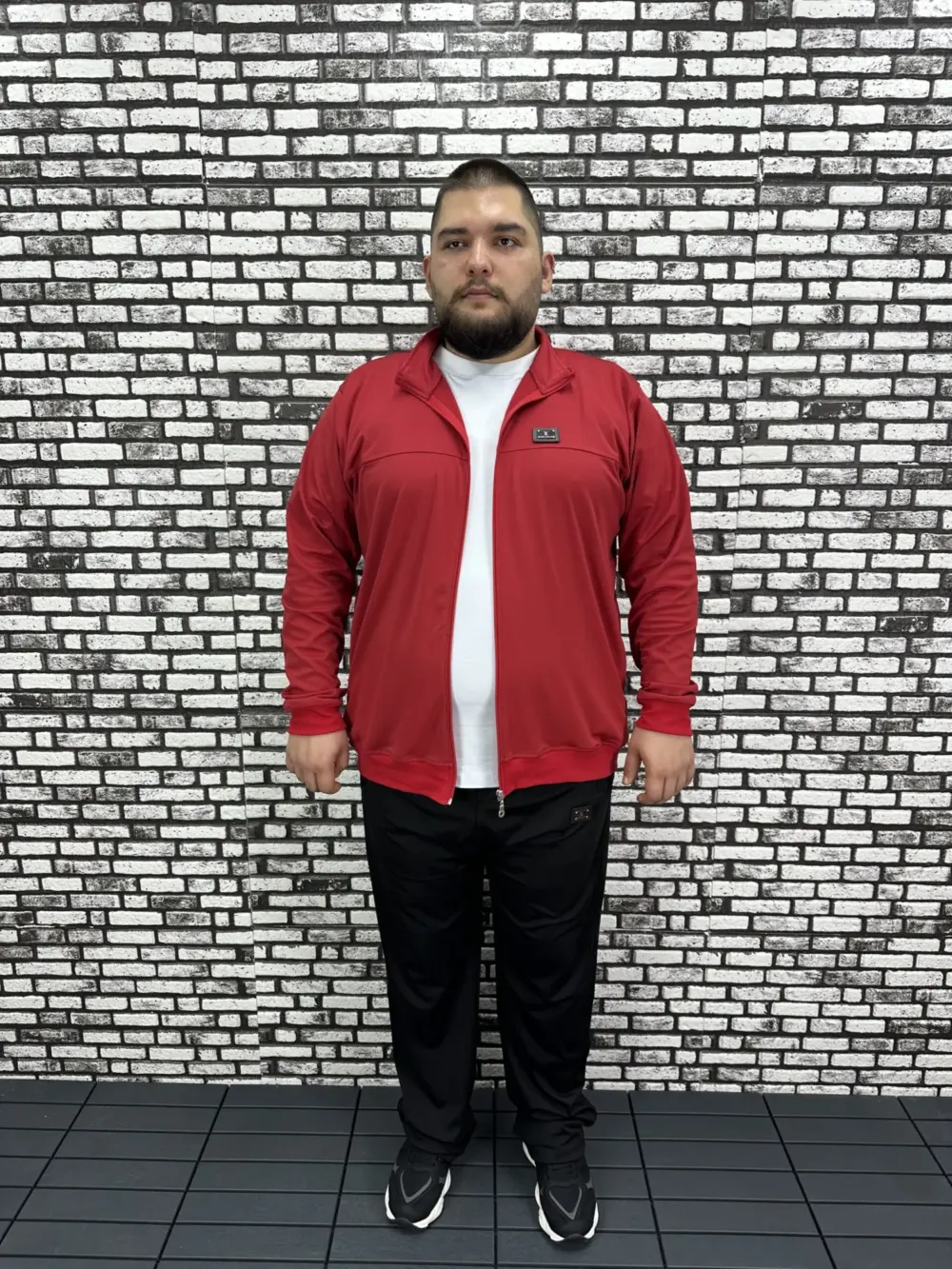 Büyük Beden Erkek Dalgıç Kumaş Eşofman Takımı Lastikli Düz Paça