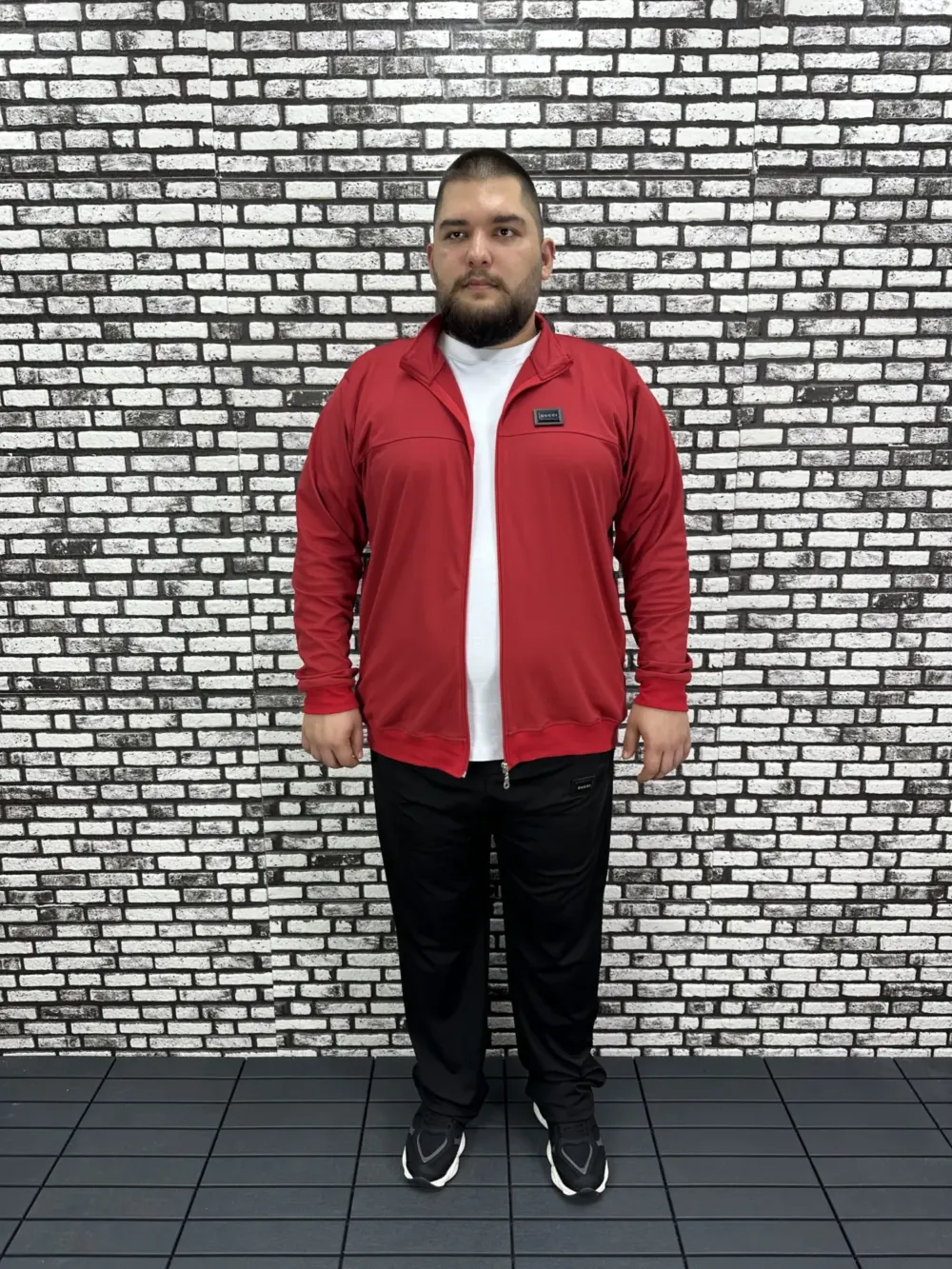 Büyük Beden Erkek Dalgıç Kumaş Eşofman Takımı Lastikli Düz Paça