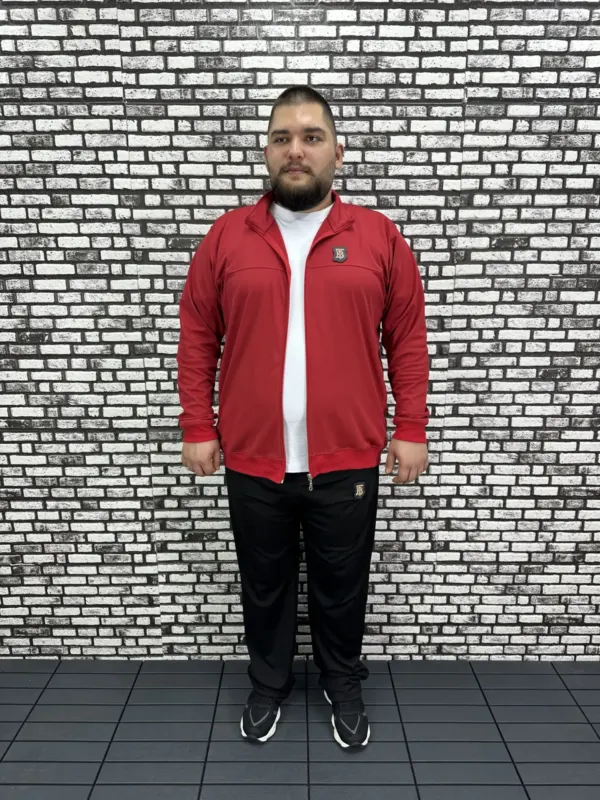 Büyük Beden Erkek Dalgıç Kumaş Eşofman Takımı Lastikli Düz Paça