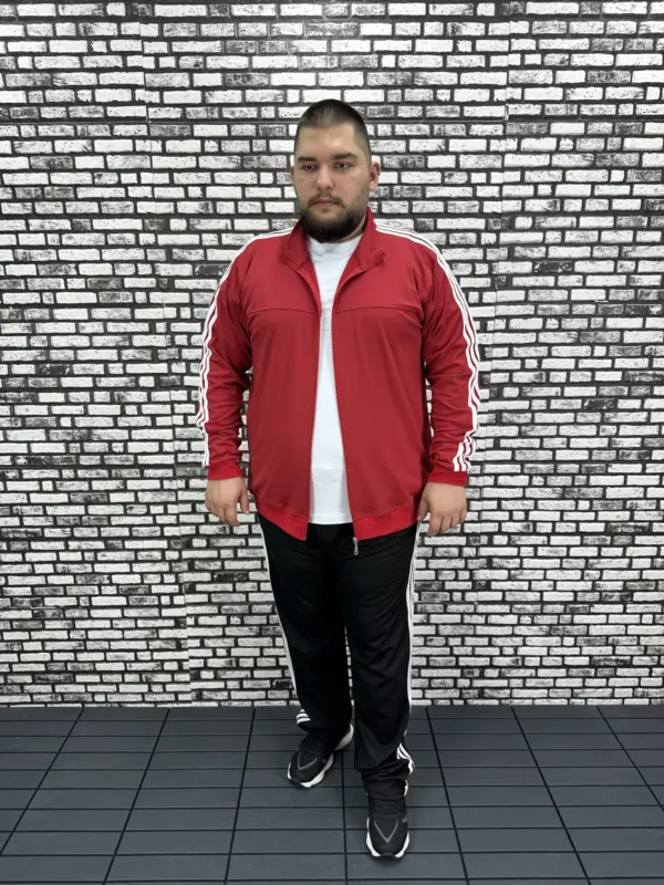 Büyük Beden Erkek Dalgıç Kumaş Eşofman Takımı Şeritli BASKISIZ Lastikli Düz Paça