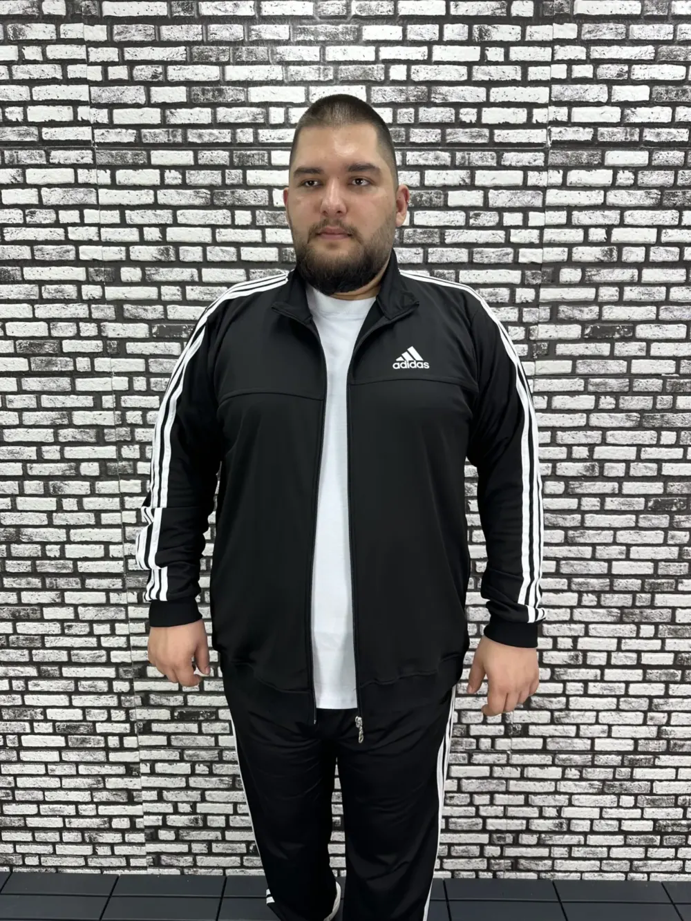Büyük Beden Erkek Dalgıç Kumaş Eşofman Takımı Şeritli Lastikli Düz Paça / ÜSTÜ BASKI ALTI BASKISIZ.