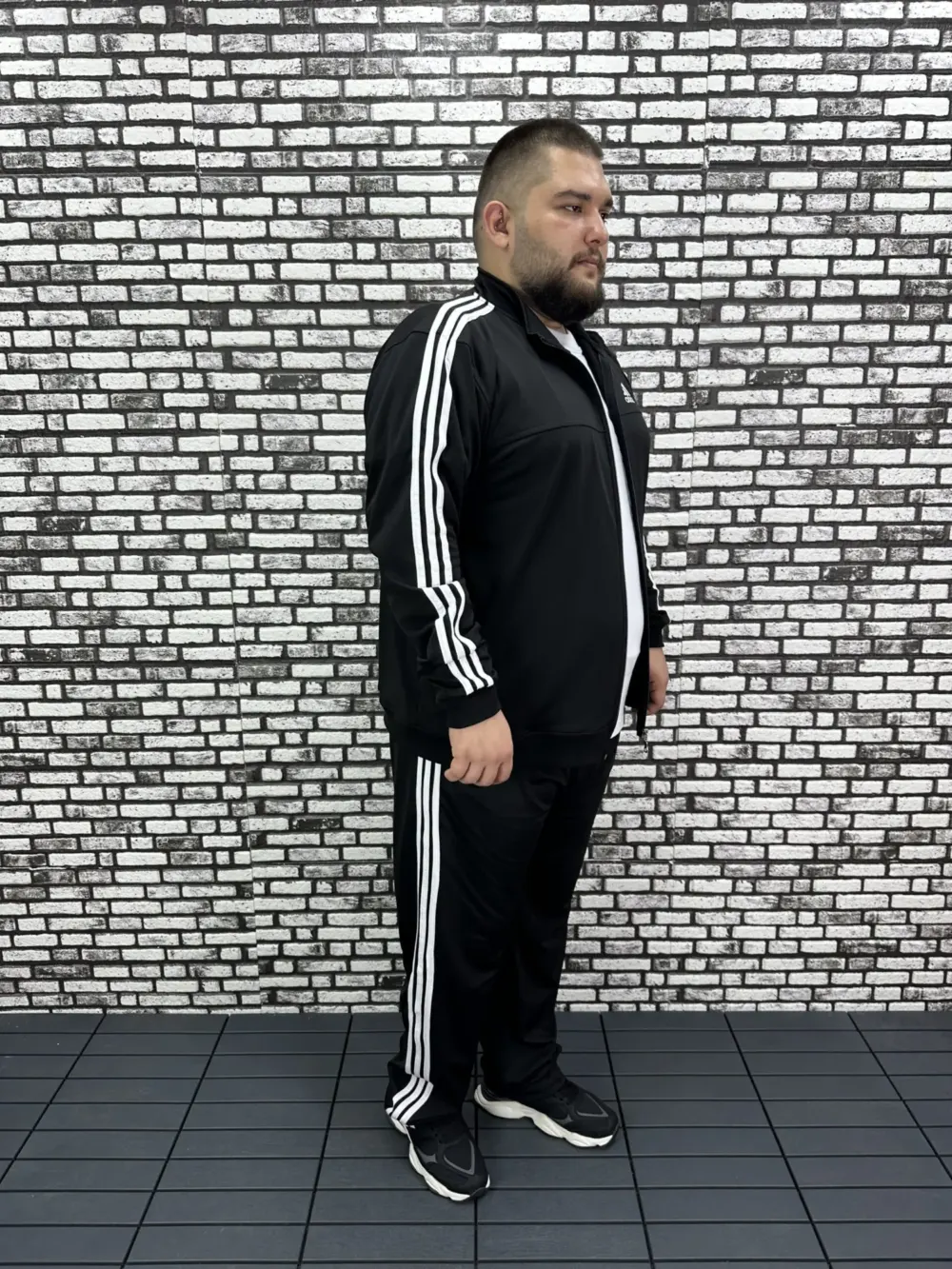 Büyük Beden Erkek Dalgıç Kumaş Eşofman Takımı Şeritli Lastikli Düz Paça / ÜSTÜ BASKI ALTI BASKISIZ.