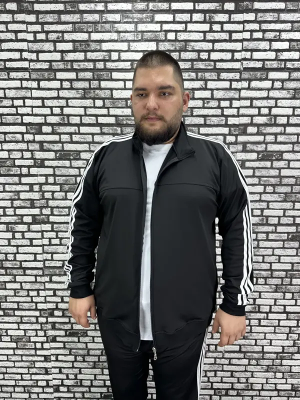 Büyük Beden Erkek Dalgıç Kumaş Baskısız Şeritli Hırka / Sadece Hırka Fiyatı.