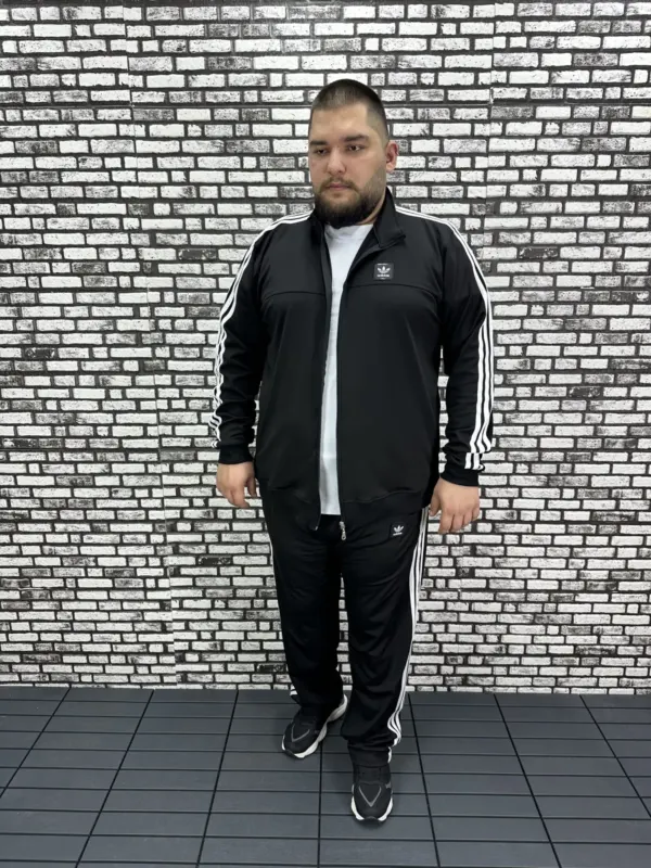 Büyük Beden Erkek Dalgıç Kumaş Eşofman Takımı Şeritli Kauçuk Dikiş Lastikli Düz Paça