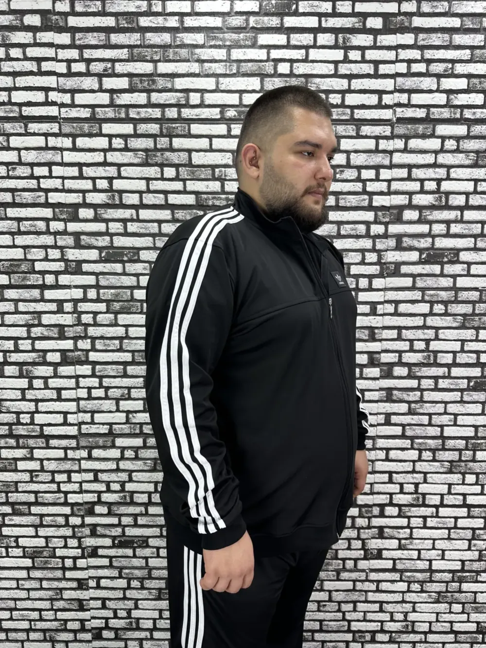 Büyük Beden Erkek Dalgıç Kumaş Eşofman Takımı Şeritli Kauçuk Dikiş Lastikli Düz Paça