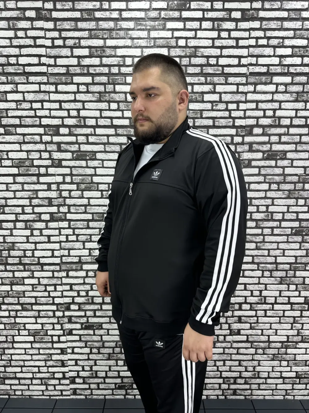 Büyük Beden Erkek Dalgıç Kumaş Eşofman Takımı Şeritli Kauçuk Dikiş Lastikli Düz Paça