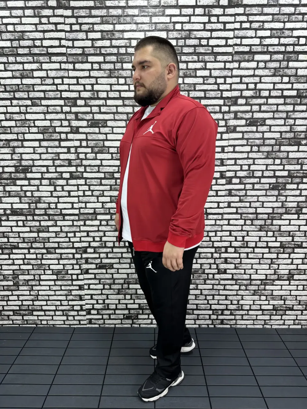 Büyük Beden Erkek Dalgıç Kumaş Eşofman Takımı Dijital Baskı Lastikli Düz Paça