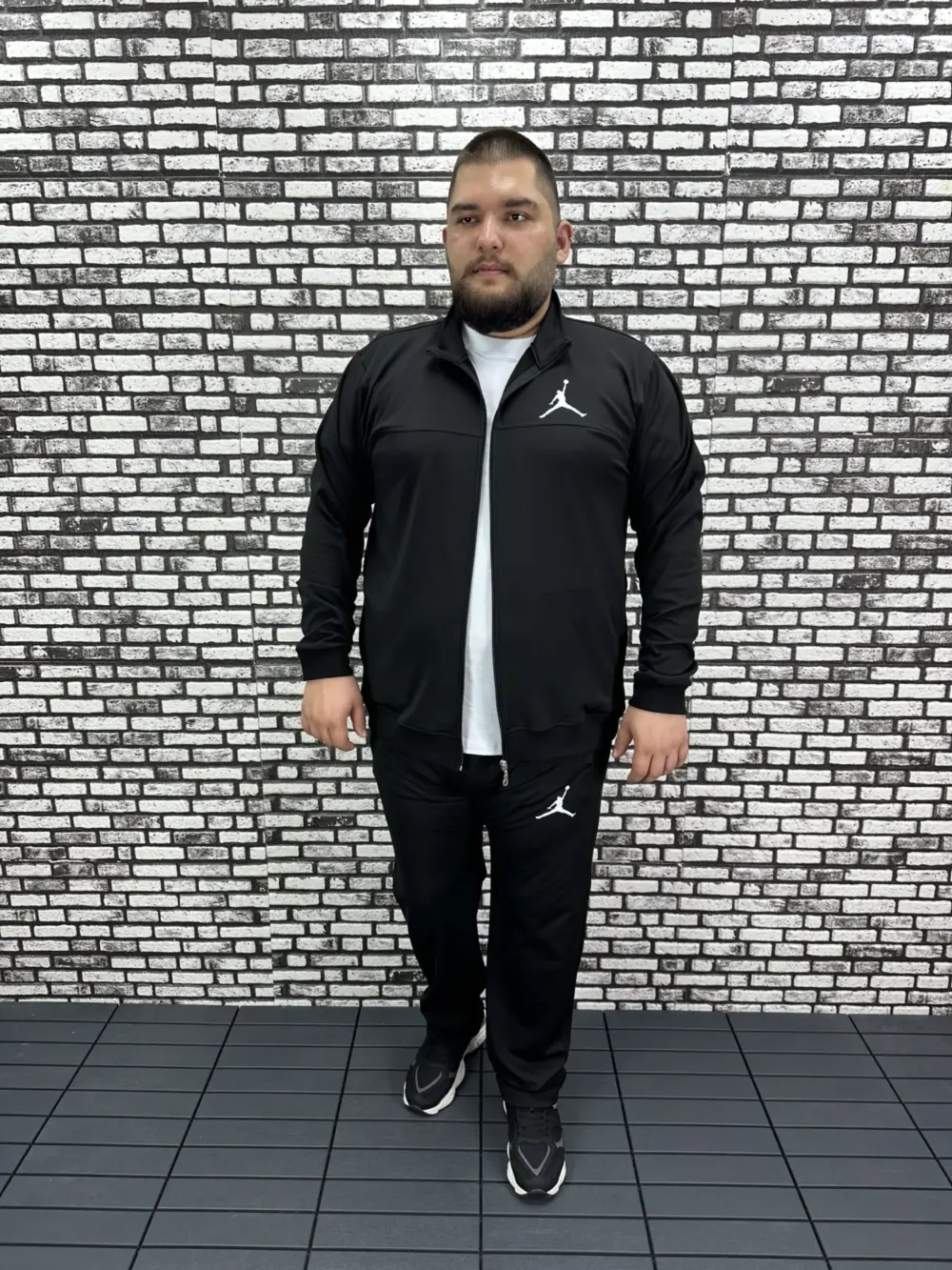 Büyük Beden Erkek Dalgıç Kumaş Eşofman Takımı Dijital Baskı Lastikli Düz Paça