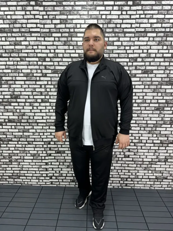 Büyük Beden Erkek Dalgıç Kumaş Eşofman Takımı Kabartma Baskı Lastikli Düz Paça