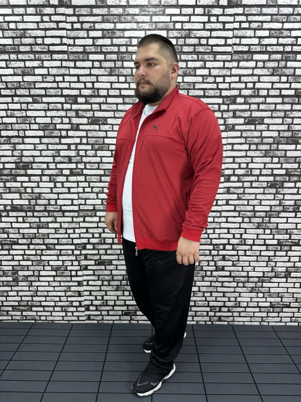 Büyük Beden Erkek Dalgıç Kumaş Eşofman Takımı Kabartma Baskı Lastikli Düz Paça
