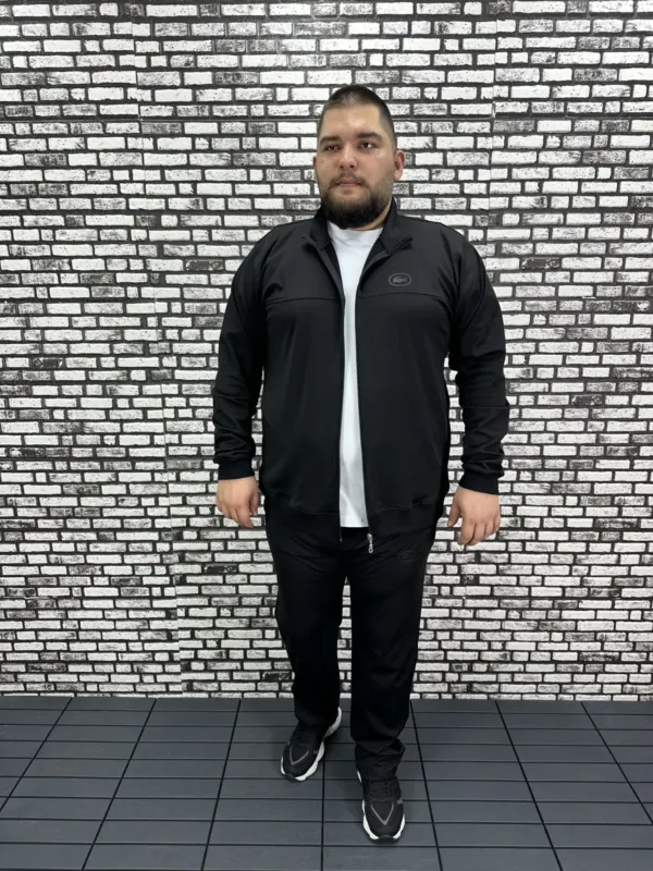 Büyük Beden Erkek Dalgıç Kumaş Eşofman Takımı Kabartma Baskı Lastikli Düz Paça