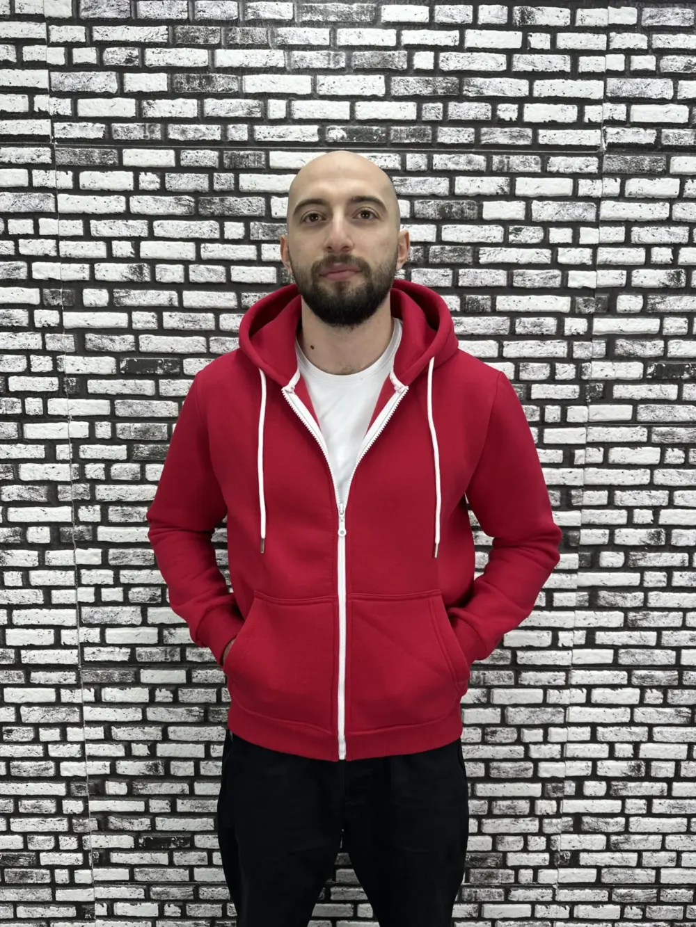 Küçük Beden 3 İplik Şardonlu Kapüşonlu Kanguru Cep  Hırka Erkek/Kadın Modacho