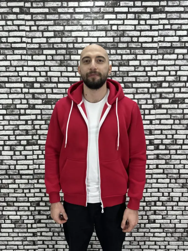 Küçük Beden 3 İplik Şardonlu Kapüşonlu Kanguru Cep  Hırka Erkek/Kadın Modacho