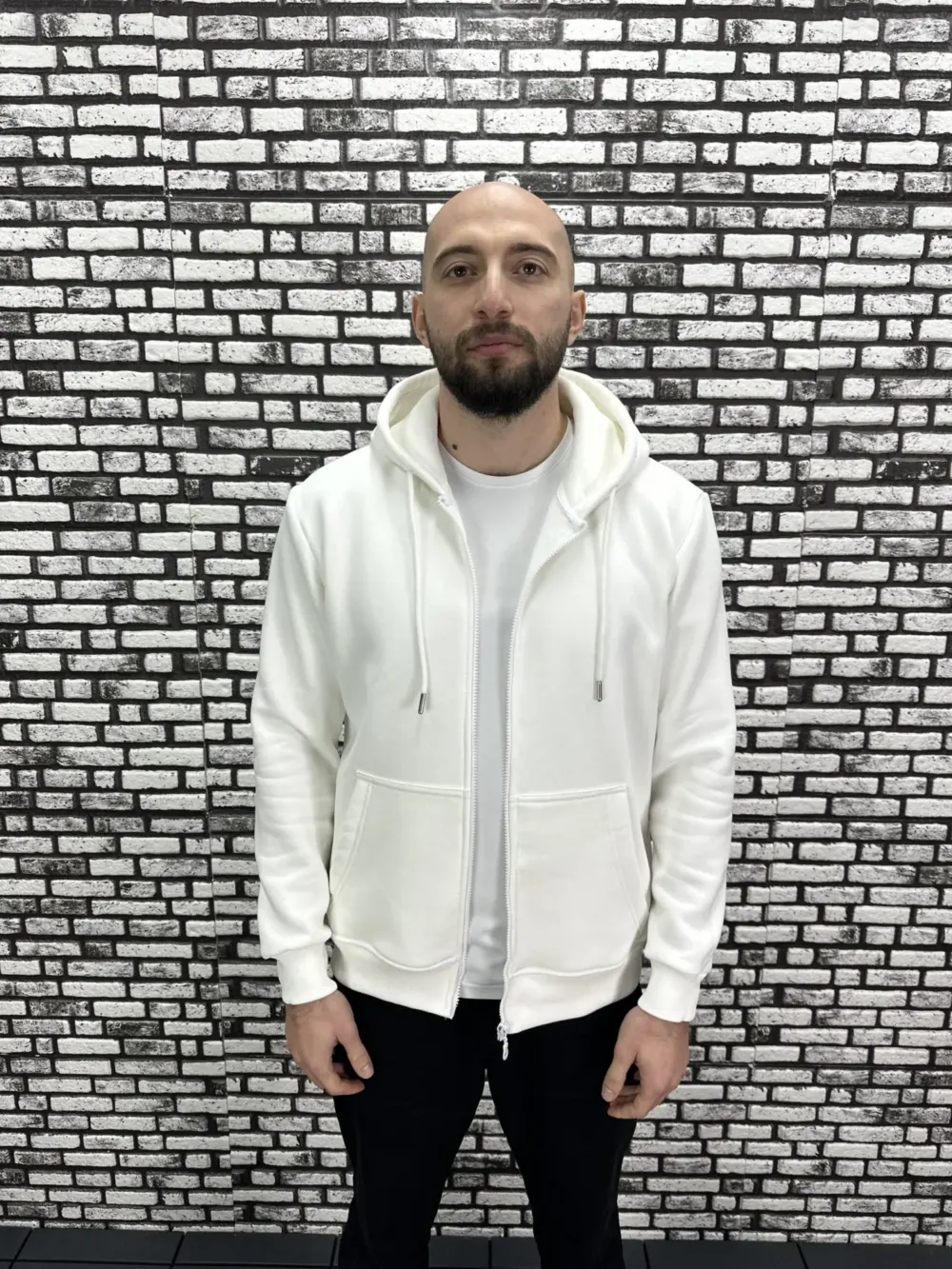 Küçük Beden 3 İplik Şardonlu Kapüşonlu Kanguru Cep  Hırka Erkek/Kadın Modacho