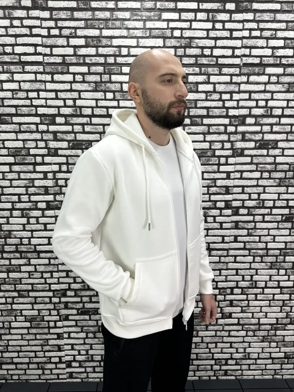 Küçük Beden 3 İplik Şardonlu Kapüşonlu Kanguru Cep  Hırka Erkek/Kadın Modacho