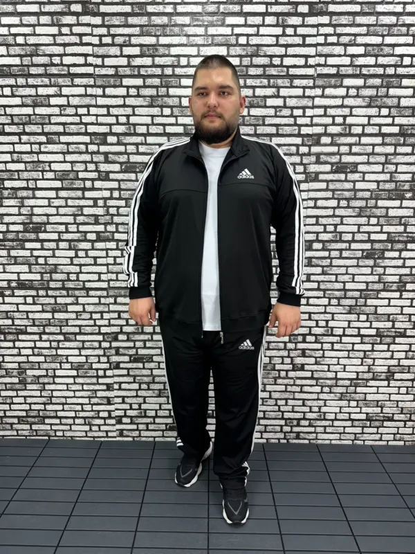 Büyük Beden Erkek Dalgıç Kumaş Eşofman Takımı Şeritli Dijital Baskı Lastikli Düz Paça