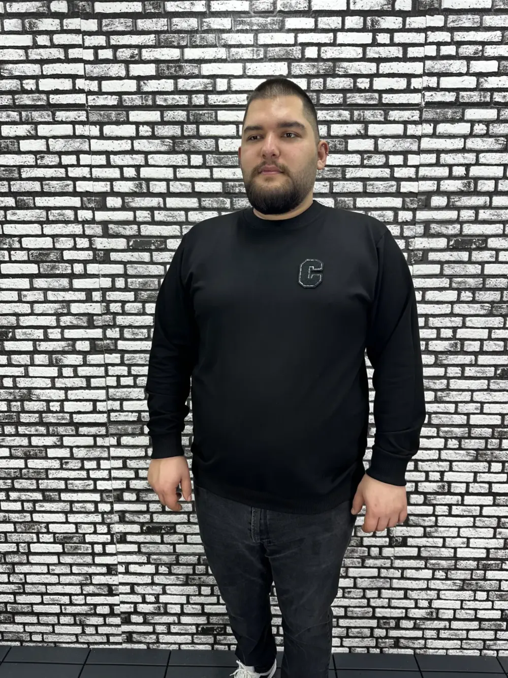 Büyük Beden Erkek Yeni Sezon Sweat Beyaz Kırmızı Siyah Lacivert Renk Dikiş Amblem
