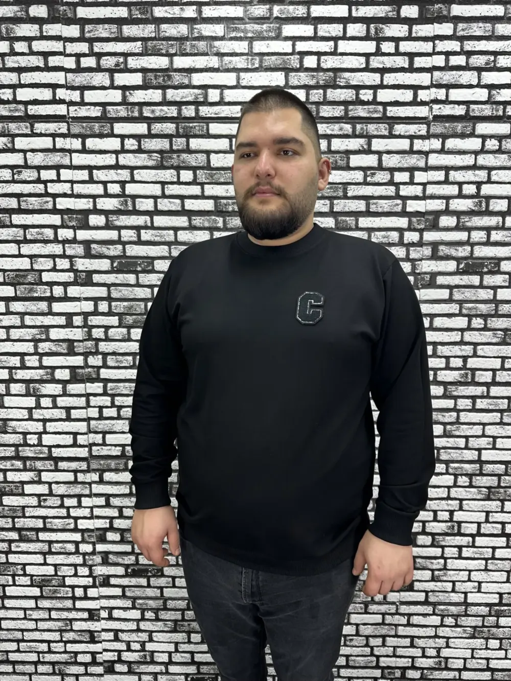 Büyük Beden Erkek Yeni Sezon Sweat Beyaz Kırmızı Siyah Lacivert Renk Dikiş Amblem