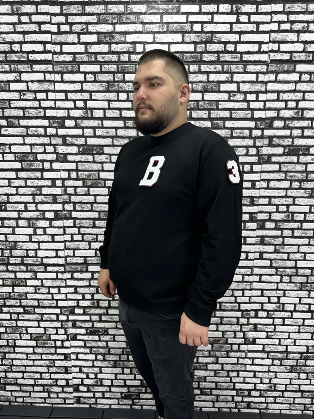 Büyük Beden Erkek Yeni Sezon Sweat Beyaz Kırmızı Siyah Lacivert Renk Dikiş Amblem