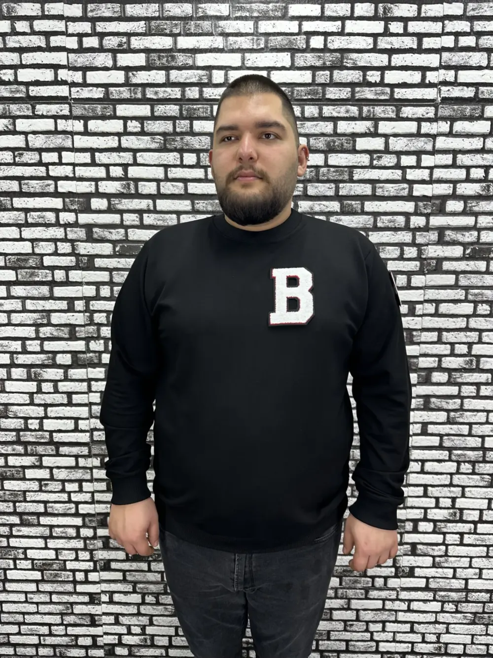 Büyük Beden Erkek Yeni Sezon Sweat Beyaz Kırmızı Siyah Lacivert Renk Dikiş Amblem