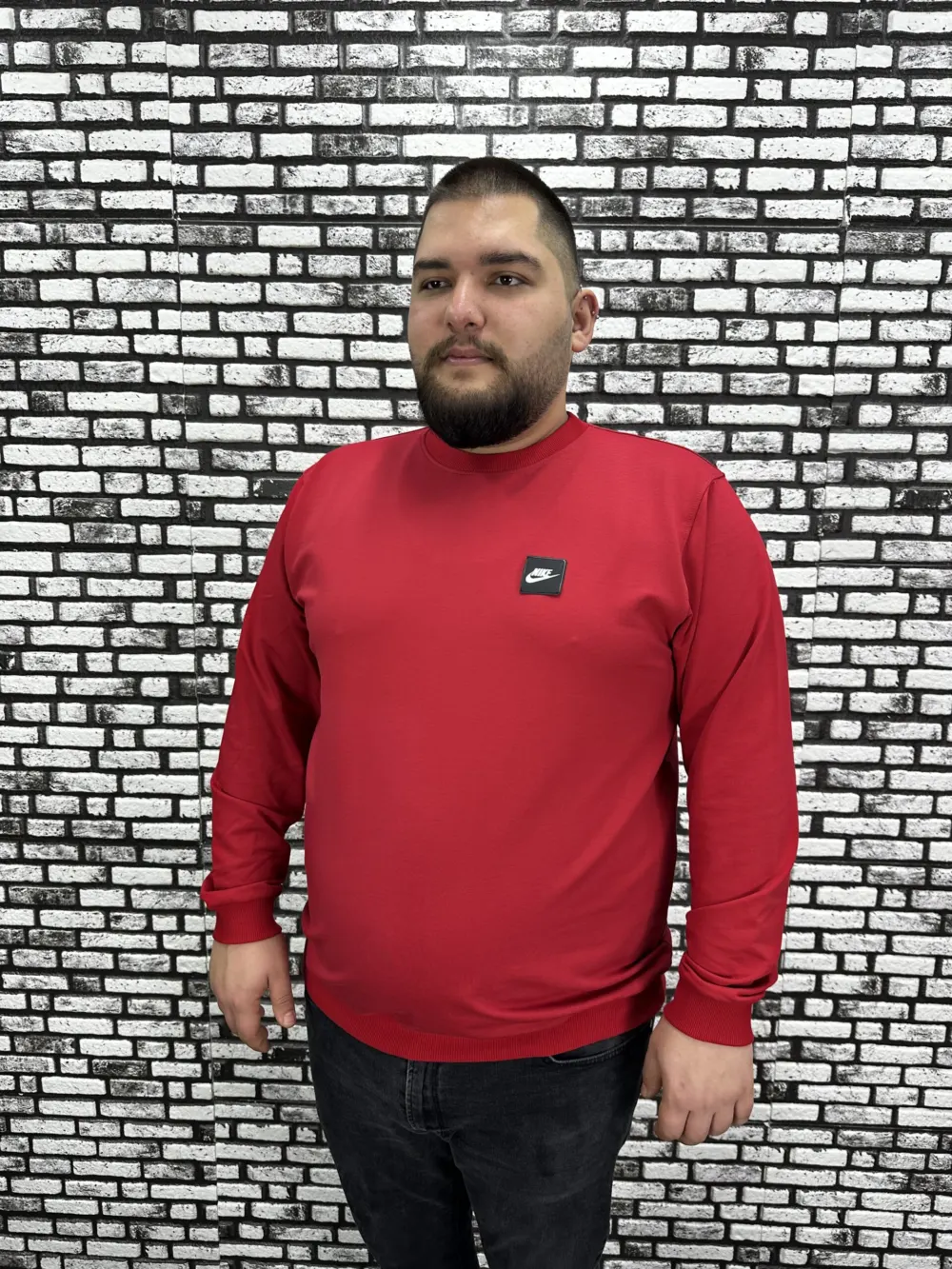 Büyük Beden Erkek Yeni Sezon Sweat Beyaz Kırmızı Siyah Lacivert Renk Dikiş Amblem