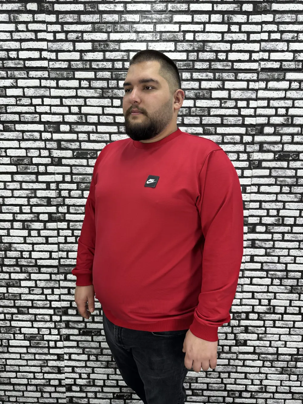 Büyük Beden Erkek Yeni Sezon Sweat Beyaz Kırmızı Siyah Lacivert Renk Dikiş Amblem