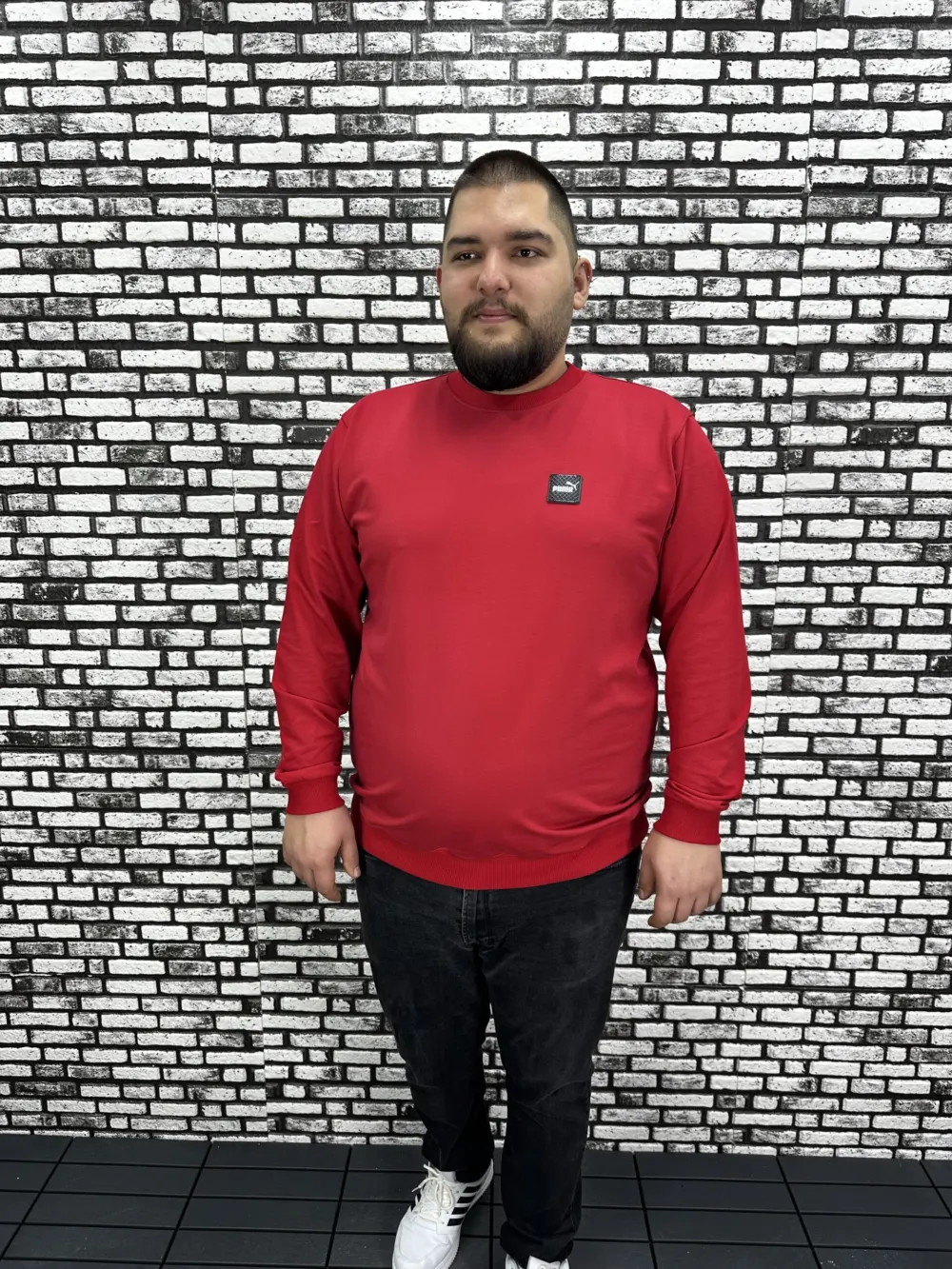 Büyük Beden Erkek Yeni Sezon Sweat Beyaz Kırmızı Siyah Lacivert Renk Dikiş Amblem