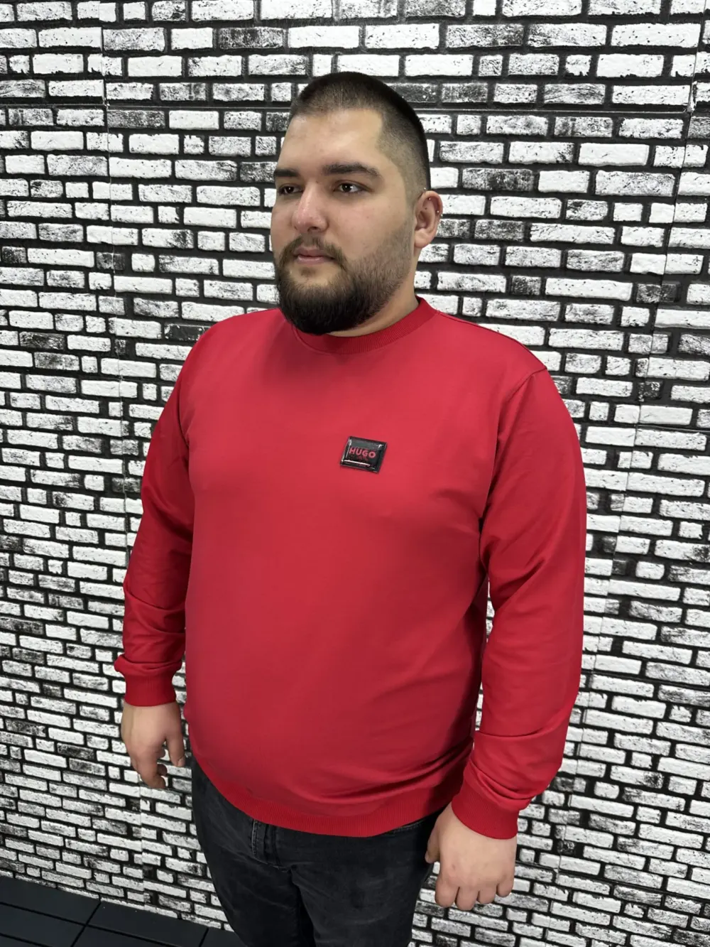 Büyük Beden Erkek Yeni Sezon Sweat Beyaz Kırmızı Siyah Lacivert Renk Dikiş Amblem