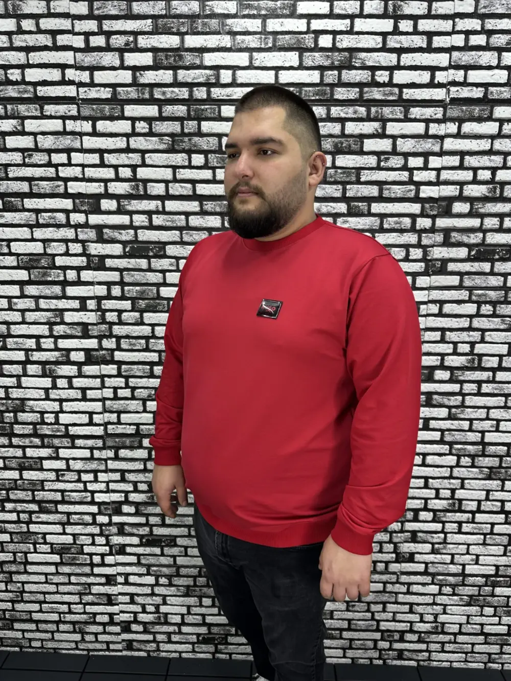 Büyük Beden Erkek Yeni Sezon Sweat Beyaz Kırmızı Siyah Lacivert Renk Dikiş Amblem